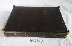 Grand encrier bois noirci & bronze doré époque Napoléon III