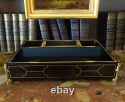 Grand encrier bois noirci & bronze doré époque Napoléon III