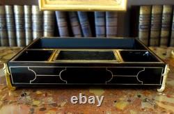 Grand encrier bois noirci & bronze doré époque Napoléon III