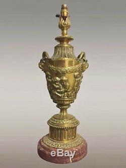 Grand pied de lampe bronze doré Napoléon III style Barbedienne