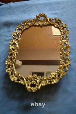 Grand plateau miroir centre surtout de table bronze laiton miroir