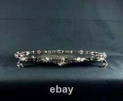 Grand plateau surtout de table 63 cm 11 KG bronze argenté style Louis XV XIXe
