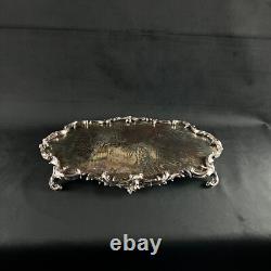 Grand plateau surtout de table 63 cm 11 KG bronze argenté style Louis XV XIXe