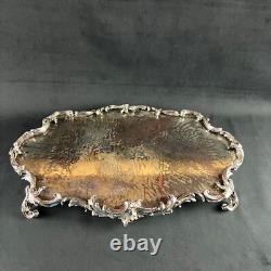Grand plateau surtout de table 63 cm 11 KG bronze argenté style Louis XV XIXe