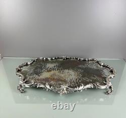 Grand plateau surtout de table 63 cm 11 KG bronze argenté style Louis XV XIXe