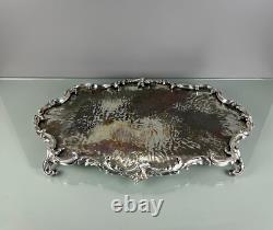 Grand plateau surtout de table 63 cm 11 KG bronze argenté style Louis XV XIXe