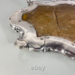 Grand plateau surtout de table 63 cm 11 KG bronze argenté style Louis XV XIXe