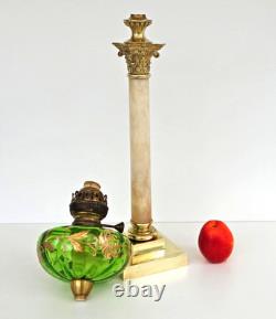 Grande LAMPE à PETROLE Marbre Bronze Chapiteau Corinthien Napoléon III XIXème Grande LAMPE à PETROLE Marbre Bronze Chapiteau Corinthien Napoléon III XIXème