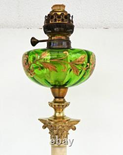 Grande LAMPE à PETROLE Marbre Bronze Chapiteau Corinthien Napoléon III XIXème Grande LAMPE à PETROLE Marbre Bronze Chapiteau Corinthien Napoléon III XIXème