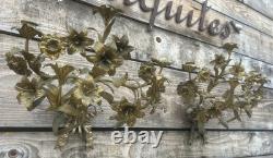 Grande Paire d Applique Bronze Doré Ancien Église Fleur Napoléon III Lampe