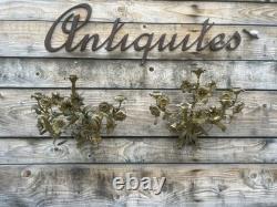 Grande Paire d Applique Bronze Doré Ancien Église Fleur Napoléon III Lampe