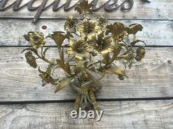 Grande Paire d Applique Bronze Doré Ancien Église Fleur Napoléon III Lampe