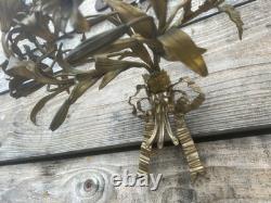 Grande Paire d Applique Bronze Doré Ancien Église Fleur Napoléon III Lampe