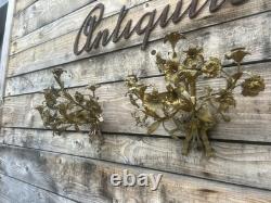 Grande Paire d Applique Bronze Doré Ancien Église Fleur Napoléon III Lampe