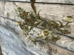 Grande Paire d Applique Bronze Doré Ancien Église Fleur Napoléon III Lampe