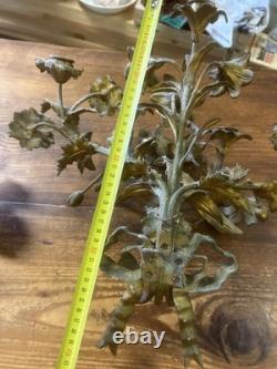 Grande Paire d Applique Bronze Doré Ancien Église Fleur Napoléon III Lampe