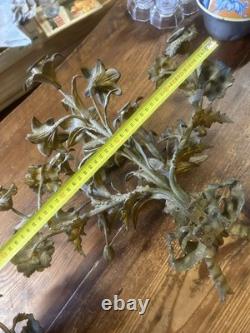 Grande Paire d Applique Bronze Doré Ancien Église Fleur Napoléon III Lampe