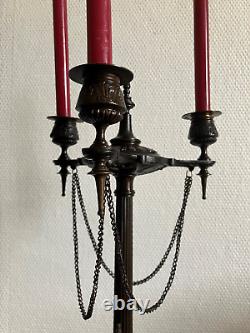 Grande Paire de Candélabre / Chandelier Bronze 3 feux Napoléon III