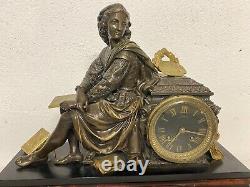 Grande Pendule Napoleon III en Bronze et marbre