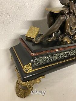 Grande Pendule Napoleon III en Bronze et marbre