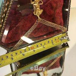 Grande Vitrine Napoléon III Laiton Bronze Verre Bombée Coffret a Bijoux Boîte