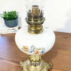 Grande lampe à huile ancienne en bronze et faïence Circa 1900 Style Napoléon III