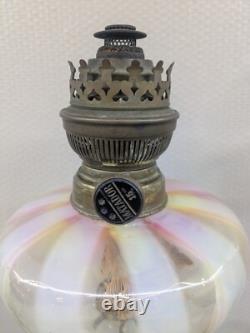 Grande lampe à pétrole bronze argenté 19 ème colonne corinthienne Napoléon III