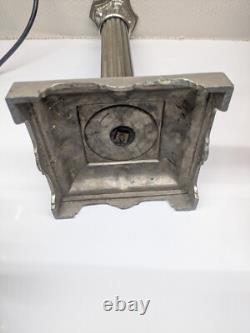 Grande lampe à pétrole bronze argenté 19 ème colonne corinthienne Napoléon III
