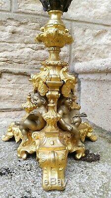 Grande paire de candélabres ancien en bronze d époque napoleon III