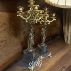 Grande paire de chandeliers Style Napoléon III 58 x 17 cm Bronze