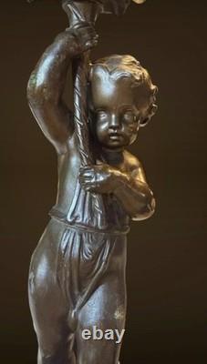 Grande paire de chandeliers Style Napoléon III 58 x 17 cm Bronze