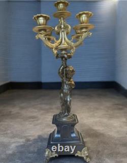 Grande paire de chandeliers Style Napoléon III 58 x 17 cm Bronze