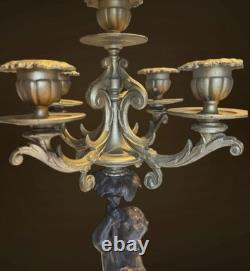 Grande paire de chandeliers Style Napoléon III 58 x 17 cm Bronze