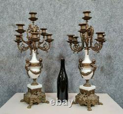 Grande paire de chandeliers aux putti style Napoléon III a 6 bras de chandelles