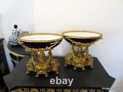 Gros Bleu Sévres Paire de Centre de Table en Bronze doré XIXéme