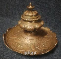 Gros Encrier Bronze XIXe Décor Griffons Et Écussons Napoléon III