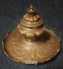 Gros Encrier Bronze XIXe Décor Griffons Et Écussons Napoléon III