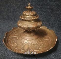 Gros Encrier Bronze XIXe Décor Griffons Et Écussons Napoléon III
