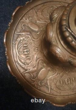 Gros Encrier Bronze XIXe Décor Griffons Et Écussons Napoléon III