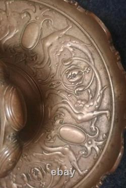 Gros Encrier Bronze XIXe Décor Griffons Et Écussons Napoléon III