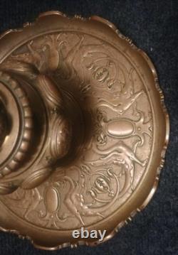 Gros Encrier Bronze XIXe Décor Griffons Et Écussons Napoléon III
