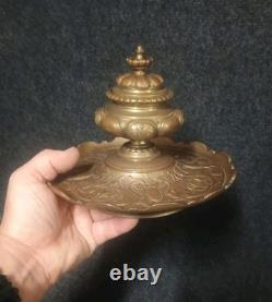 Gros Encrier Bronze XIXe Décor Griffons Et Écussons Napoléon III