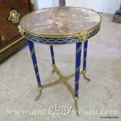 Guéridon rond Bronze et bois bleu époque Napoléon III