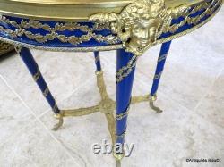 Guéridon rond Bronze et bois bleu époque Napoléon III
