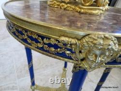 Guéridon rond Bronze et bois bleu époque Napoléon III