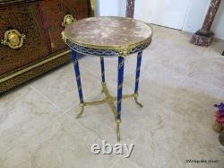 Guéridon rond Bronze et bois bleu époque Napoléon III