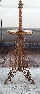 Guéridon table de fumeur en bronze lampe Napoléon III