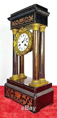 Horloge A Colonnes. Bois Et Bronze. Machinerie Vincent-cie. France Circa 1850