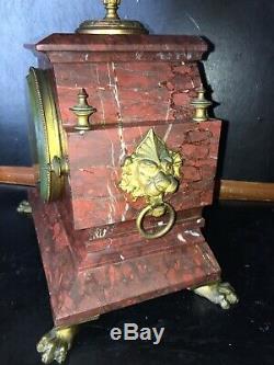 Horloge Pendule Depoque Napoleon III Marbre Bronze Mvt. Signé Pinchon Fils Ainé