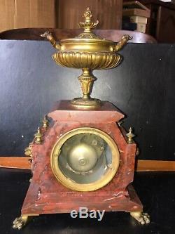 Horloge Pendule Depoque Napoleon III Marbre Bronze Mvt. Signé Pinchon Fils Ainé